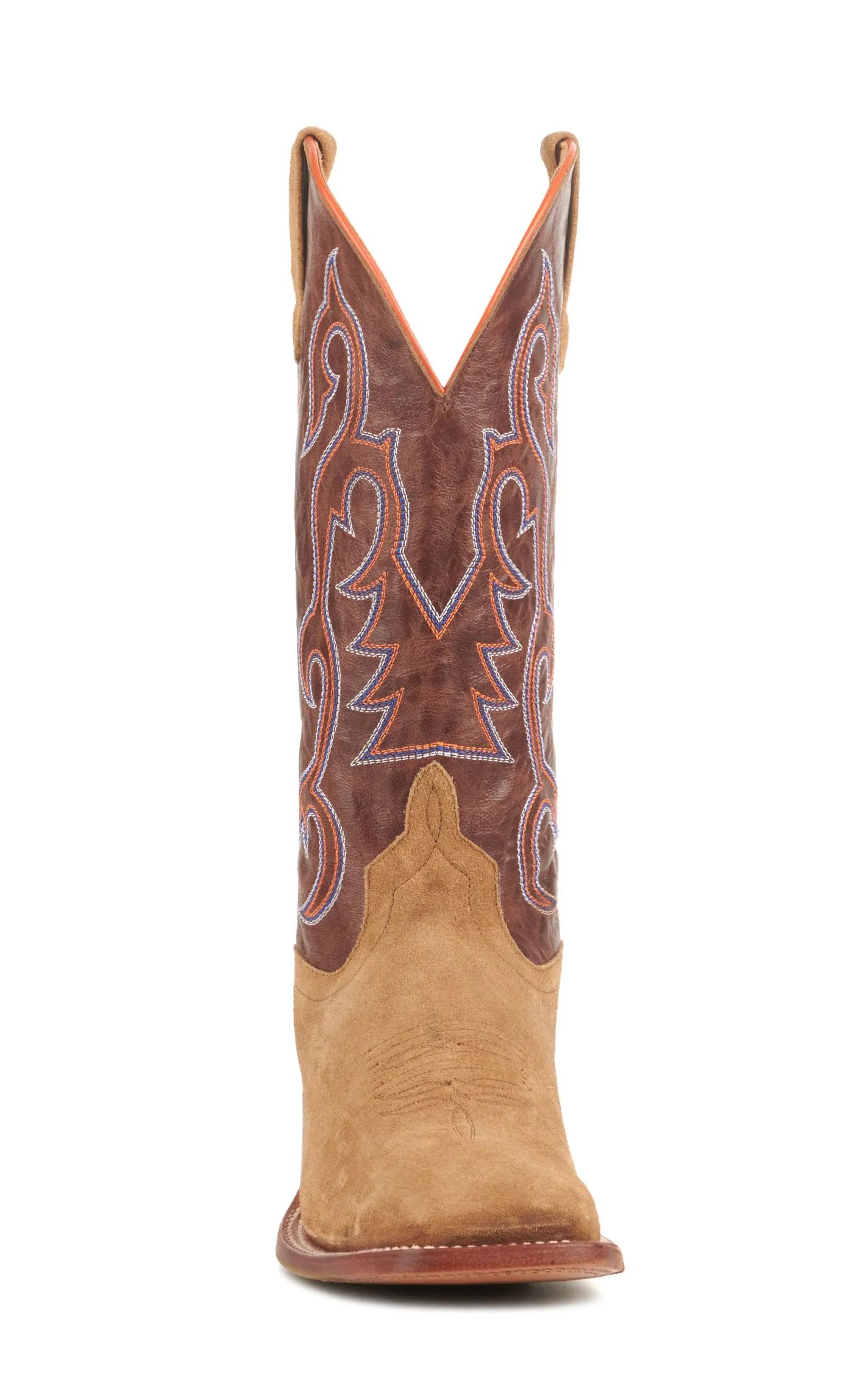 Anderson Bean Men's Horse Power Camel Roughout and Chocolate Wide Square Toe Cowboy Boots