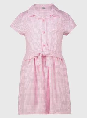 Buy Pink Gingham Tie Front Dress 7 years | School dresses | Tu