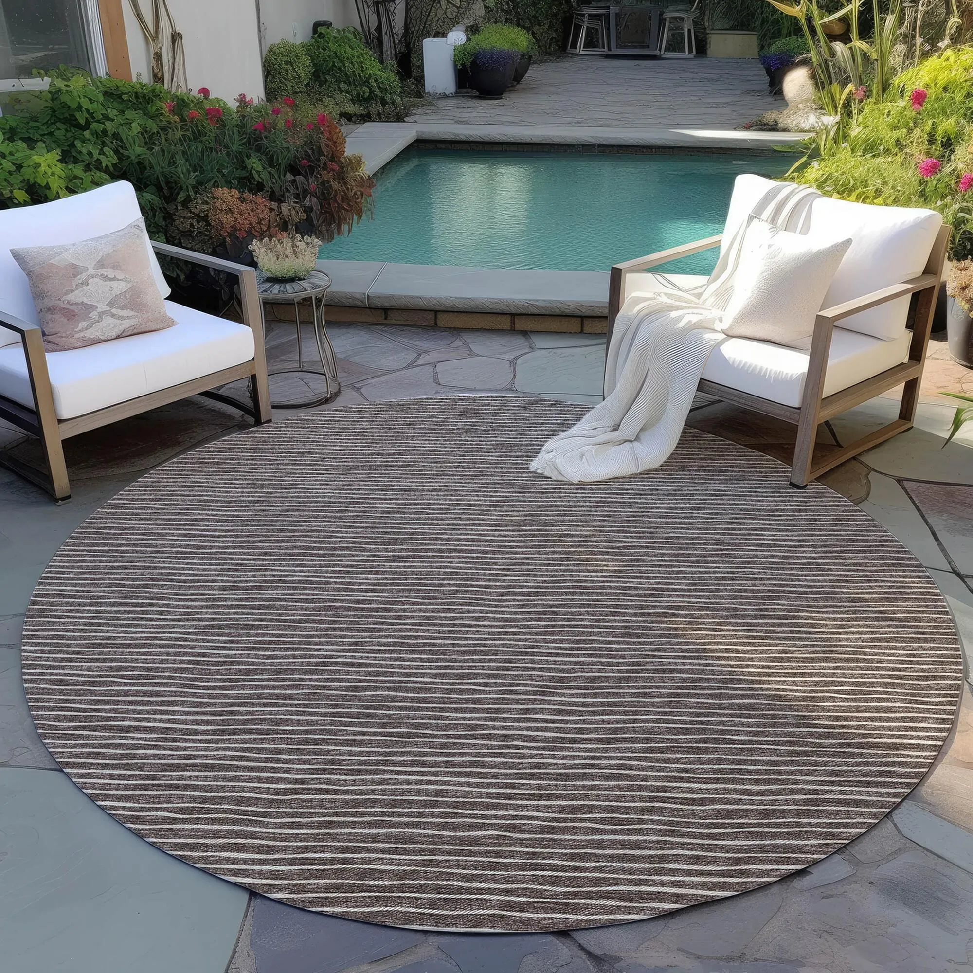 Dalyn Rug Company Laidley 8' Round Chocolate Indoor/Outdoor Area Rug