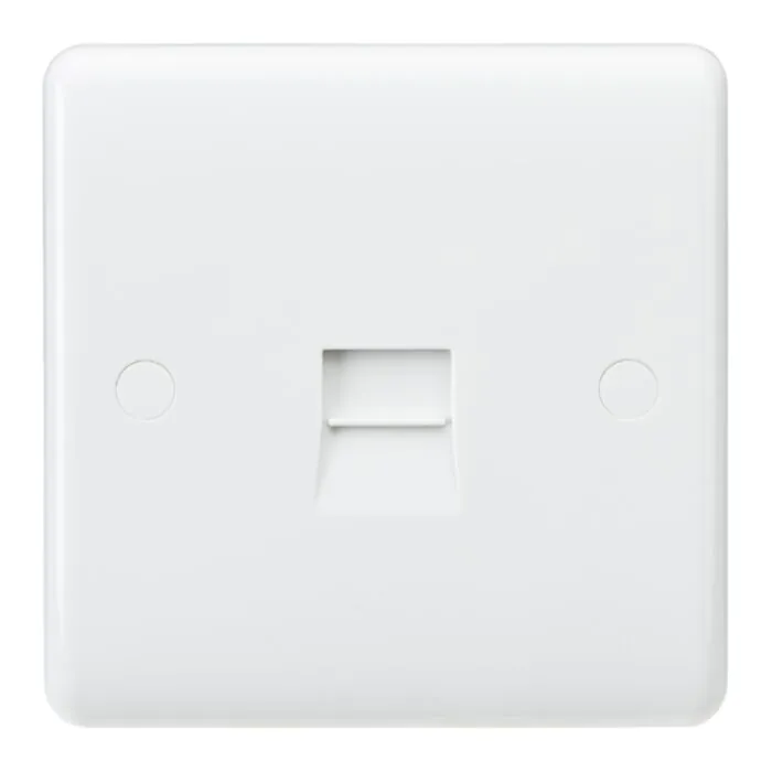 Knightsbridge Curved Edge Telephone/Data Socket Master 1 Gang White