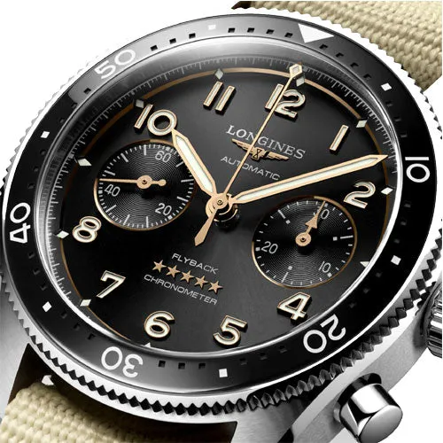 Longines Spirit Flyback Sunray Black Dial Men 42mm