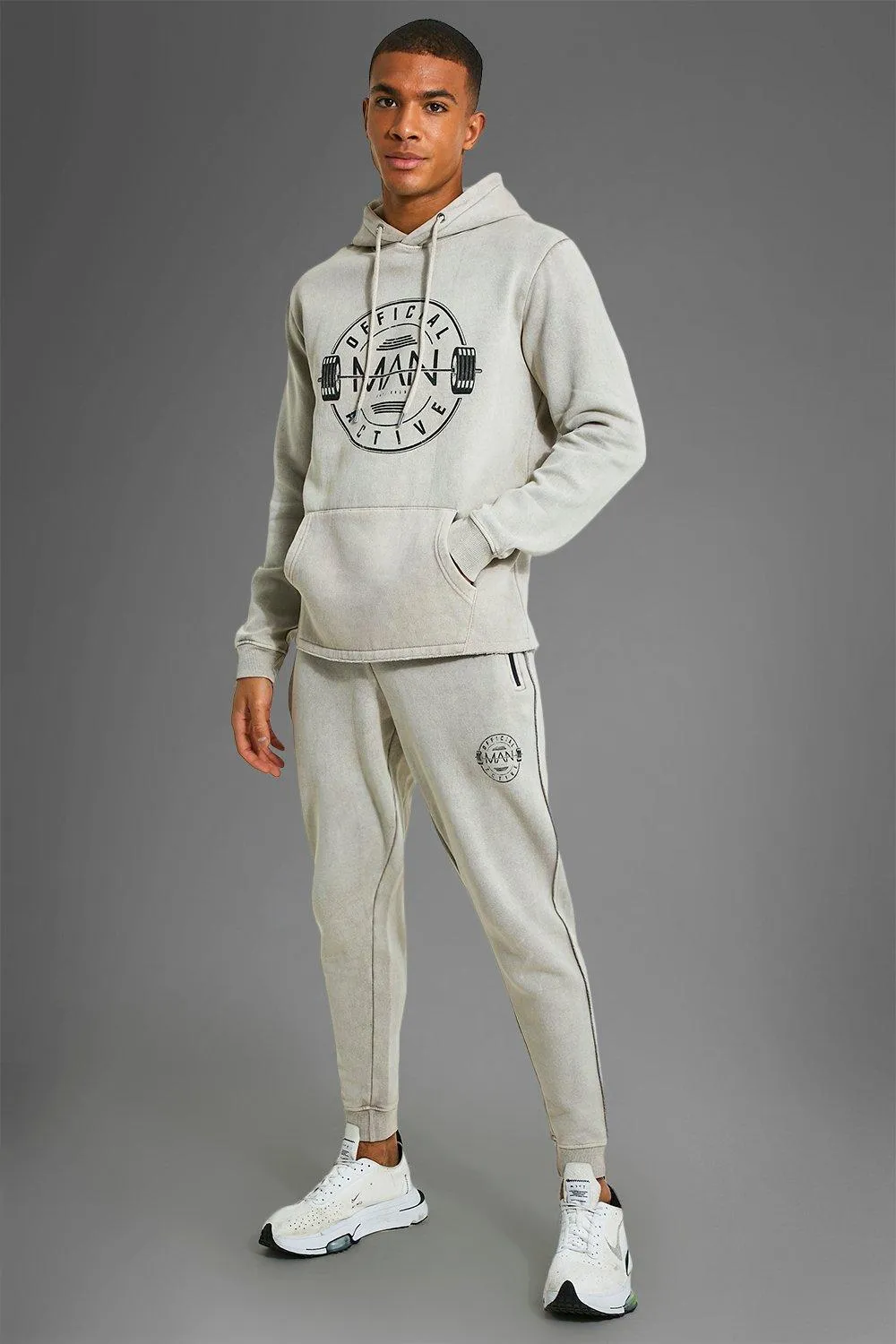 Man Active Gym Raw Edge Hoodie Tracksuit | boohooMAN UK
