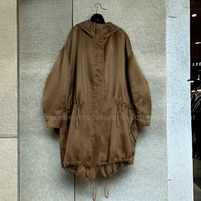 MaxMara  |Silk Street Style Long Sleeves Plain Oversized Logo