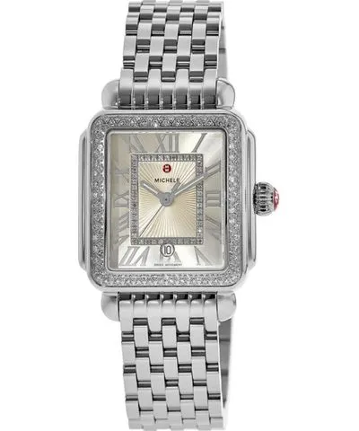 Michele Deco Madison Beige Dial Diamond Steel Women's Watch MWW06T000165