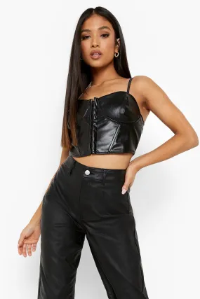 Petite Pu Corset Crop Top