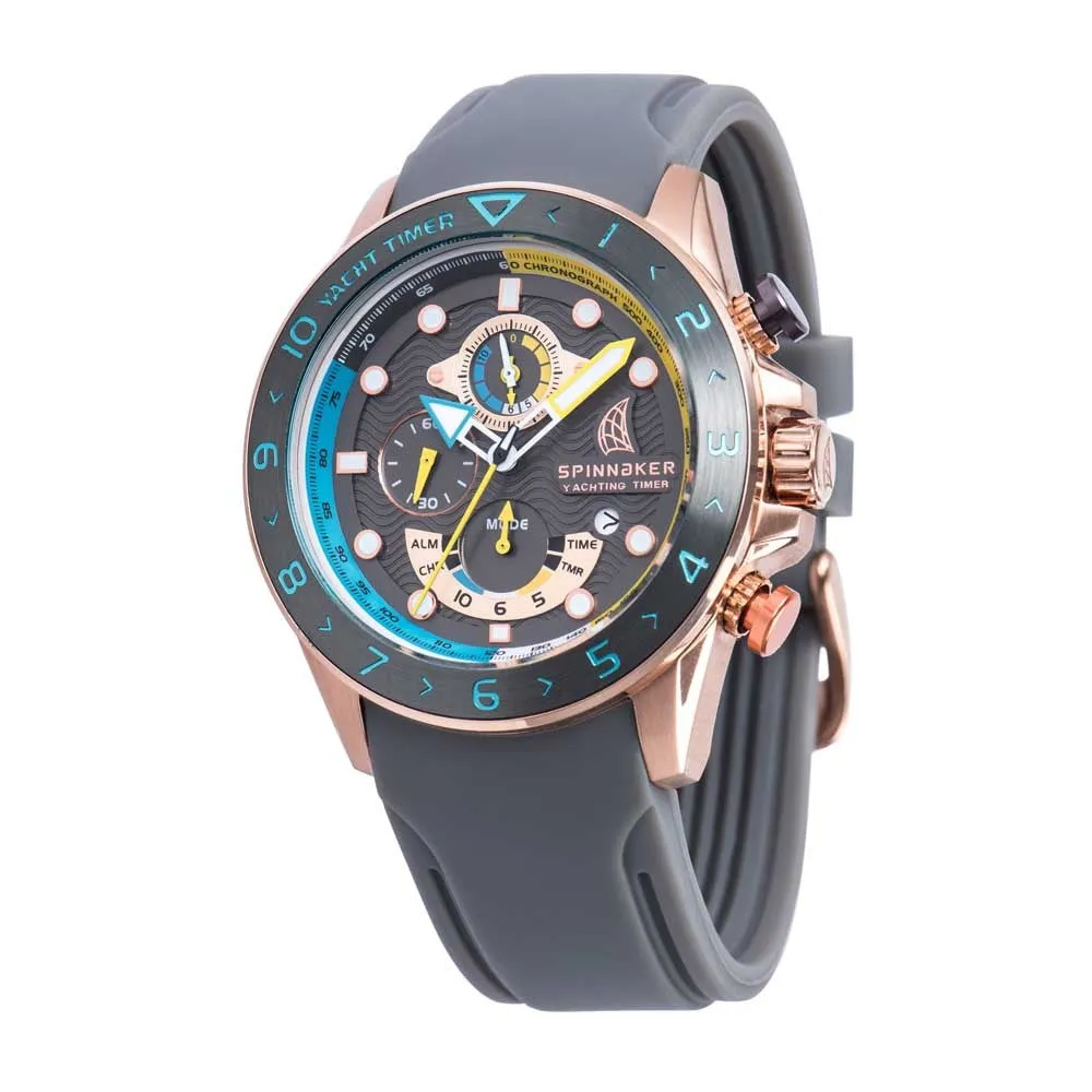 Spinnaker Amalfi Grey Dial Grey Silicon Strap Chronograph Men's Watch