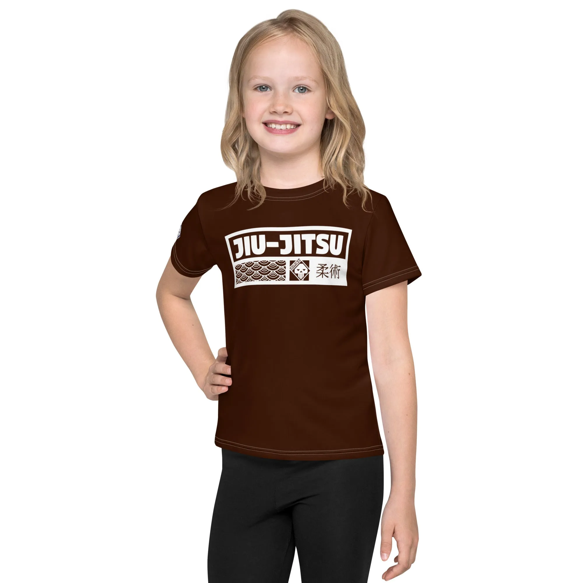 Summer Splash Ready: Girl's Short Sleeve Jiu-Jitsu Rash Guard - Chocolate