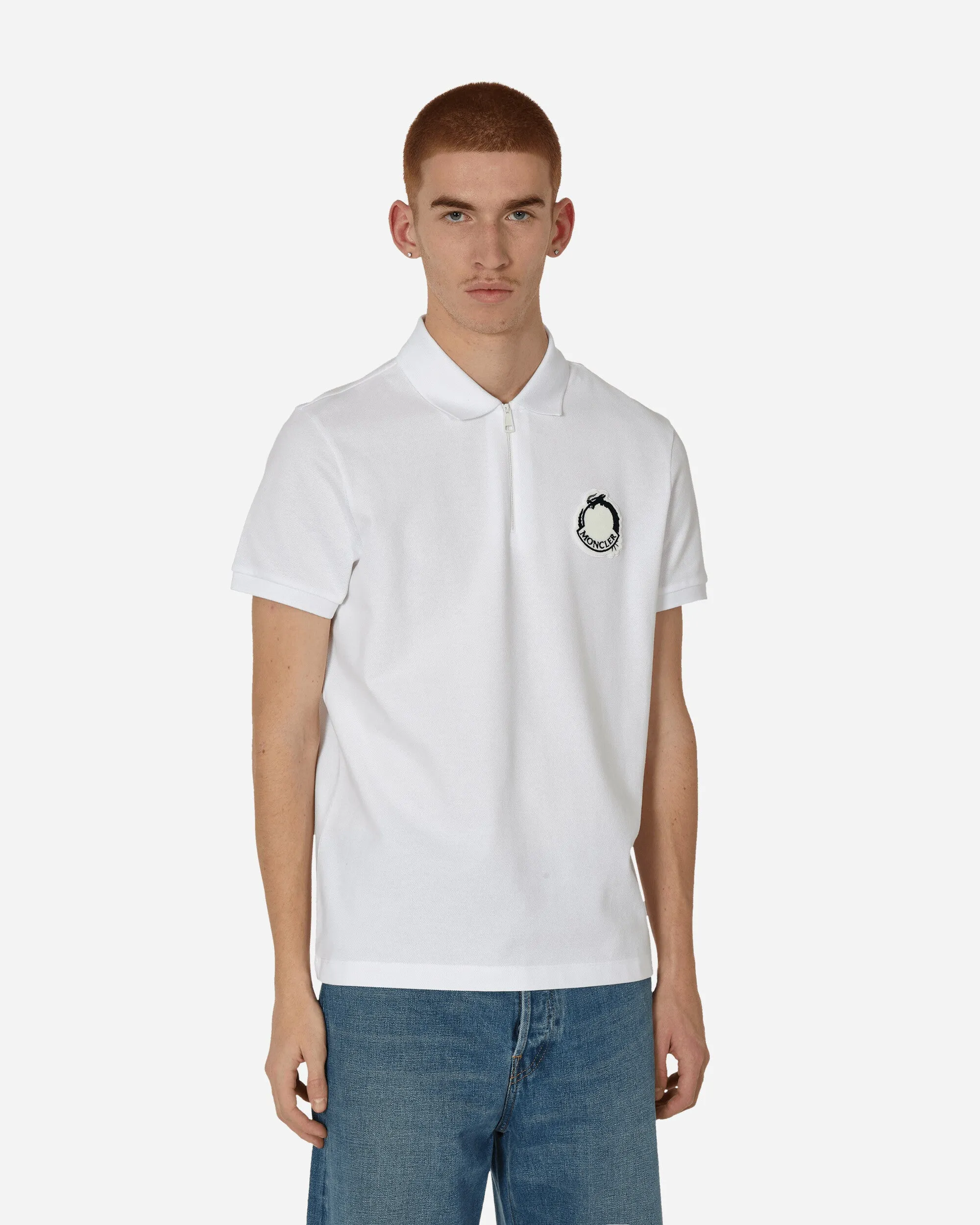 Year of The Dragon Logo Patch Polo Shirt White